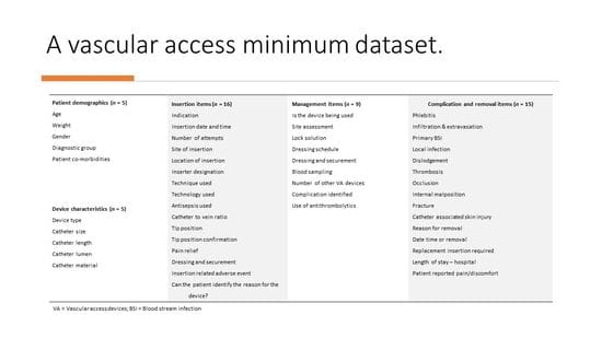 A vascular access minimum dataset